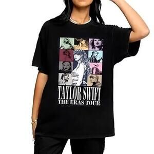 Taylor Swift The Eras Tour Black Short Sleeve Graphic Concert T-Shirt